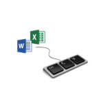 Several working professional gathered at their stations and machines with a massive laptop at the center.