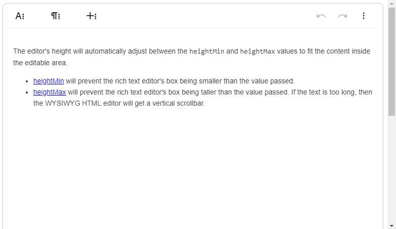Web browser window with minimum and maximum height settings