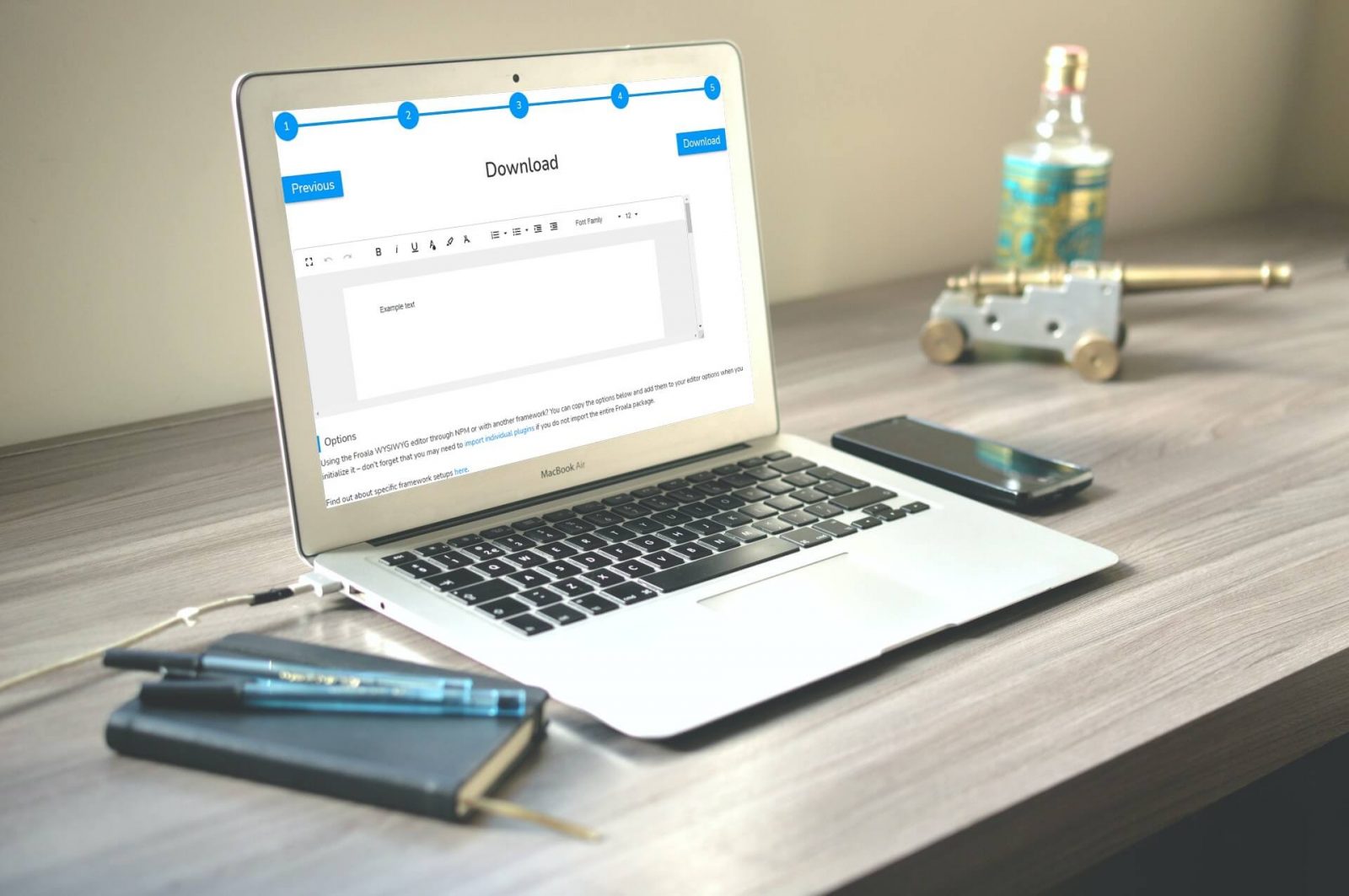 Showcasing a custom implementation of Froala, highlighting its adaptability and design flexibility.
