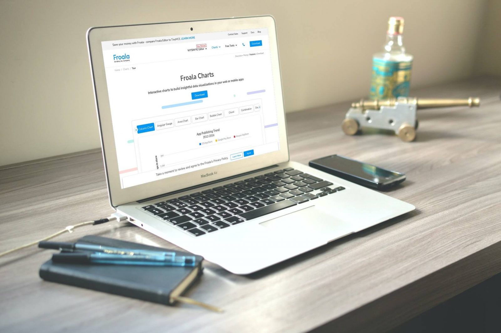 Photo showcasing Froala Charts, emphasizing advanced data visualization capabilities.