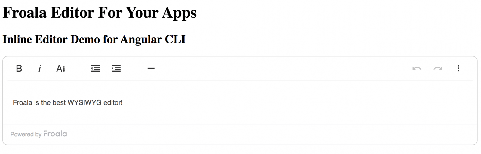 The Froala inline editor demo
