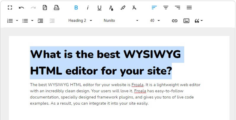 The document editor looks like this