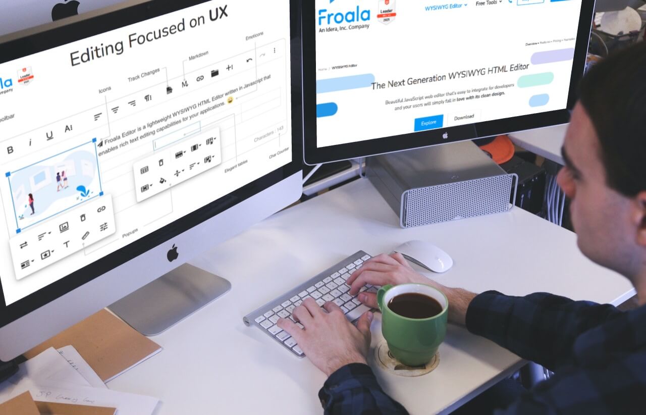 A device screen showing a web design interface, emphasizing ease of use and modern features.