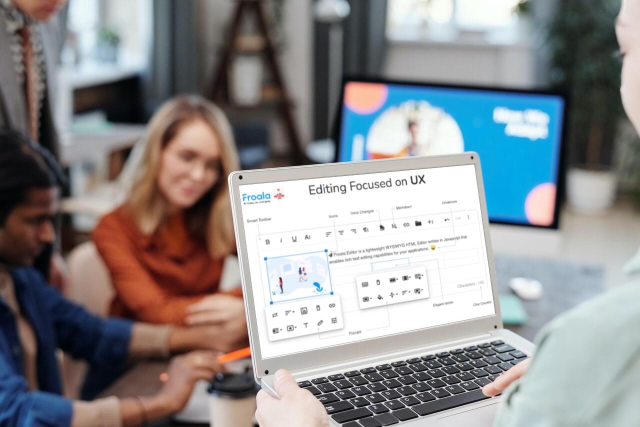 A laptop screen displaying a web design or editing interface, emphasizing modern web development tools.