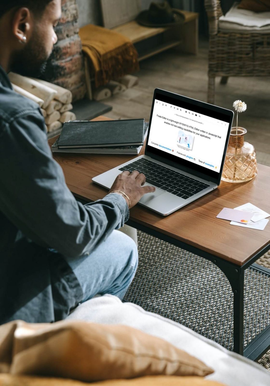 A device displaying a web editor or interface, focusing on user experience and modern design.