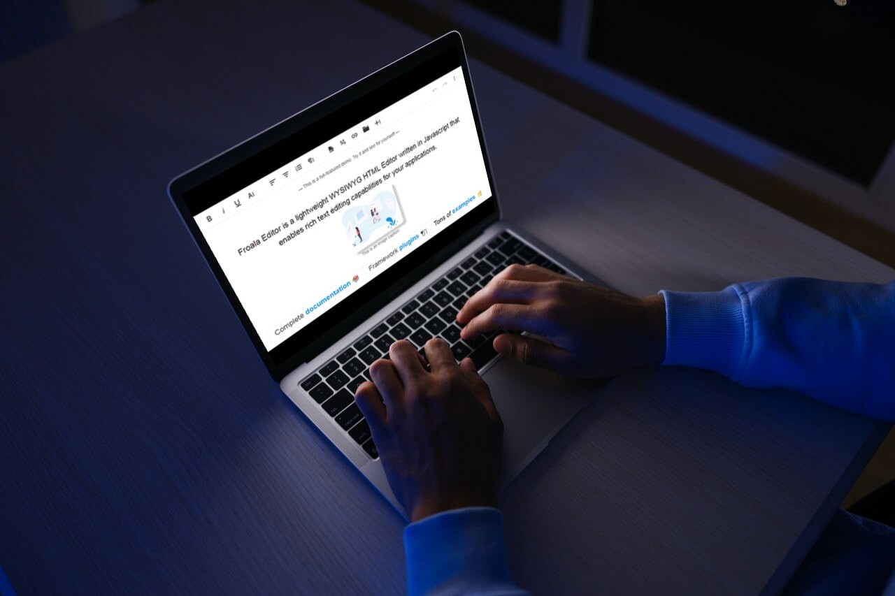 A man using Froala rich text editor