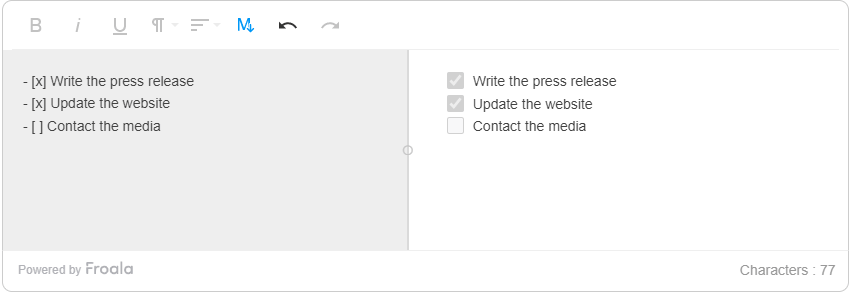 A checklist; two tasks completed