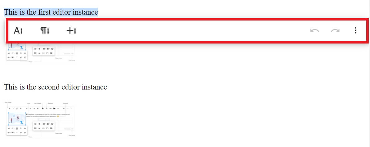 Here is the first editor instance on a page