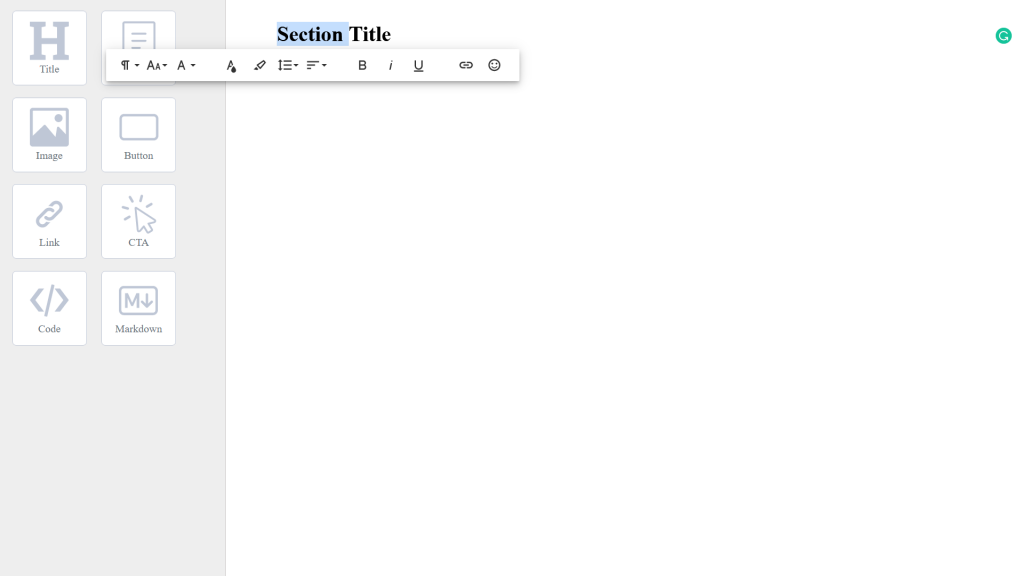 page builder - title block