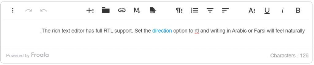React Rich Text Editor - Froala's RTL Support