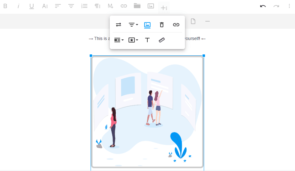Froala JavaScript web editor's image editing options