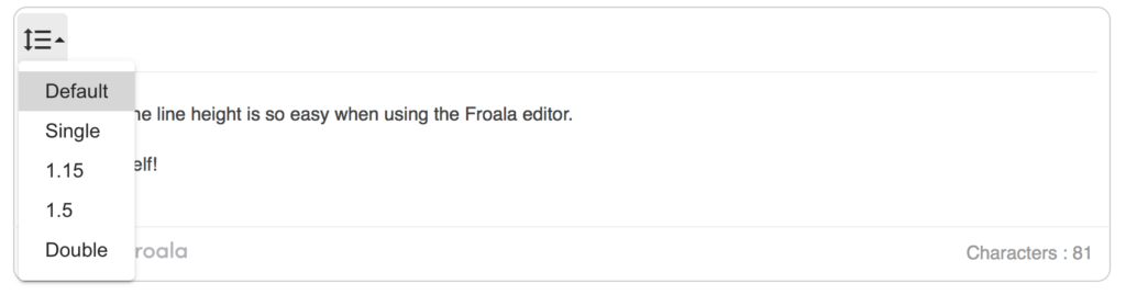 Setting line heights in Froala