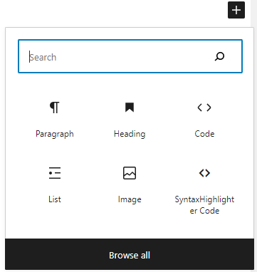 Different blocks of WordPress content editor