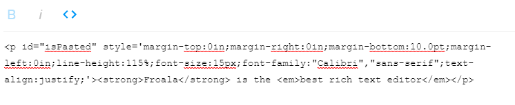 HTML code when you copy and paste content from MS Word to a rich text editor without cleaning the syntax