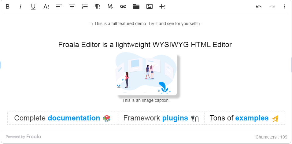 Froala Rich text editor