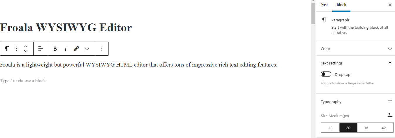 Different font sizes in WordPress content editor
