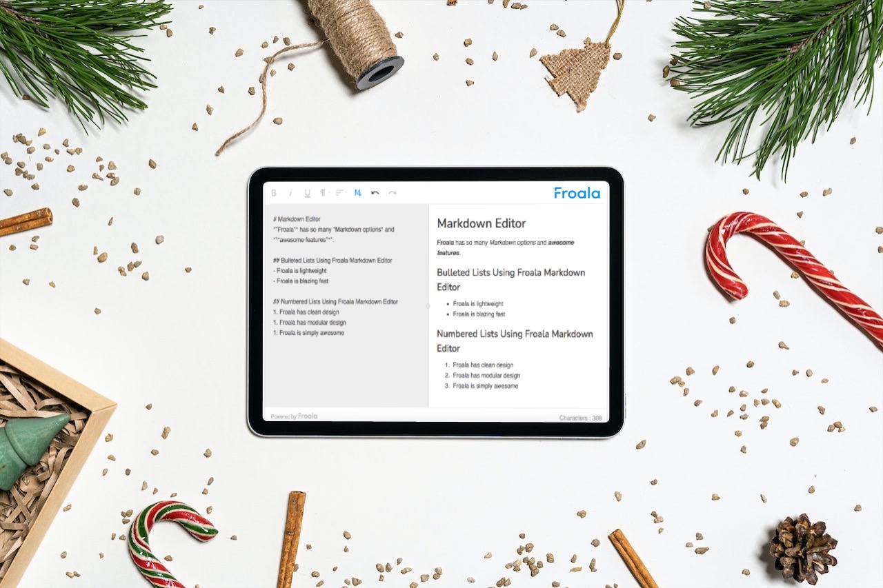 Froala WYSIWYG Markdown rich text editor