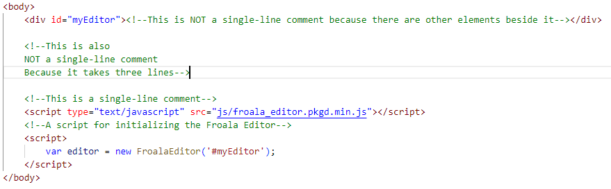 This image shows 2 sample usages of single-line comments