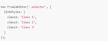 This is a sample code wherein styling classes are added to links