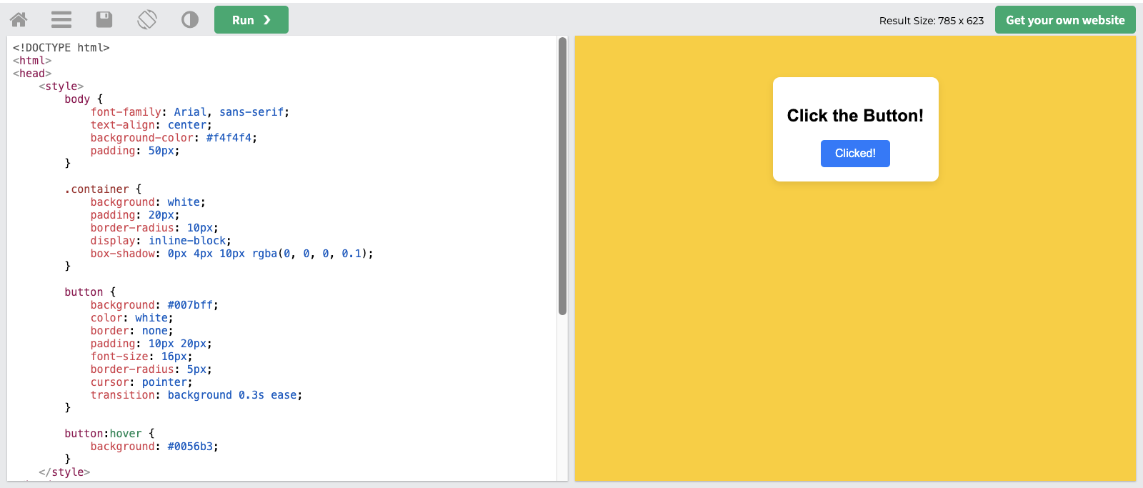 Simple Example - Using W3Schools Online Editor