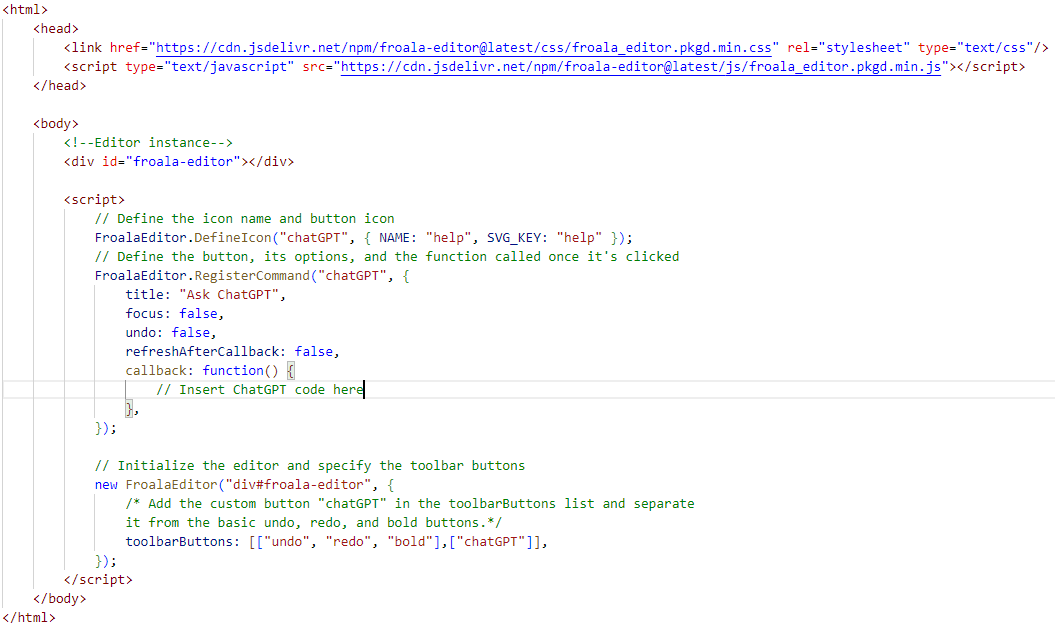 Initializing the custom button for the ChatGPT feature