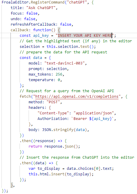 In this image, we request a query from the OpenAI API 