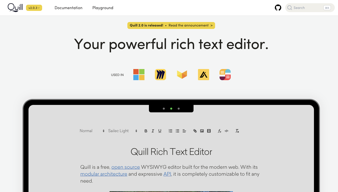 QuillJS powerful rich text editor
