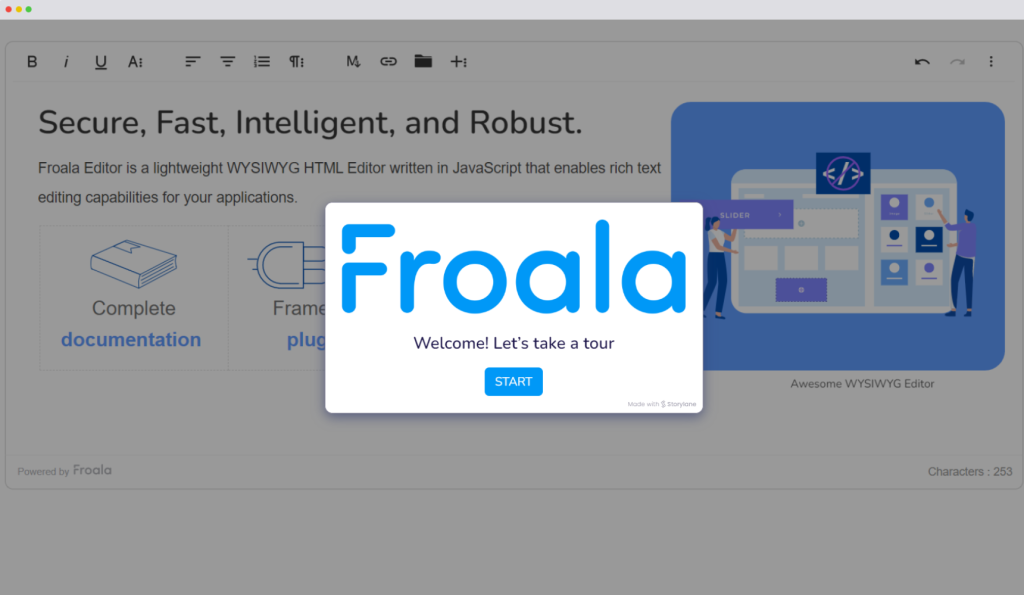Froala WYSIWYG Editor tour