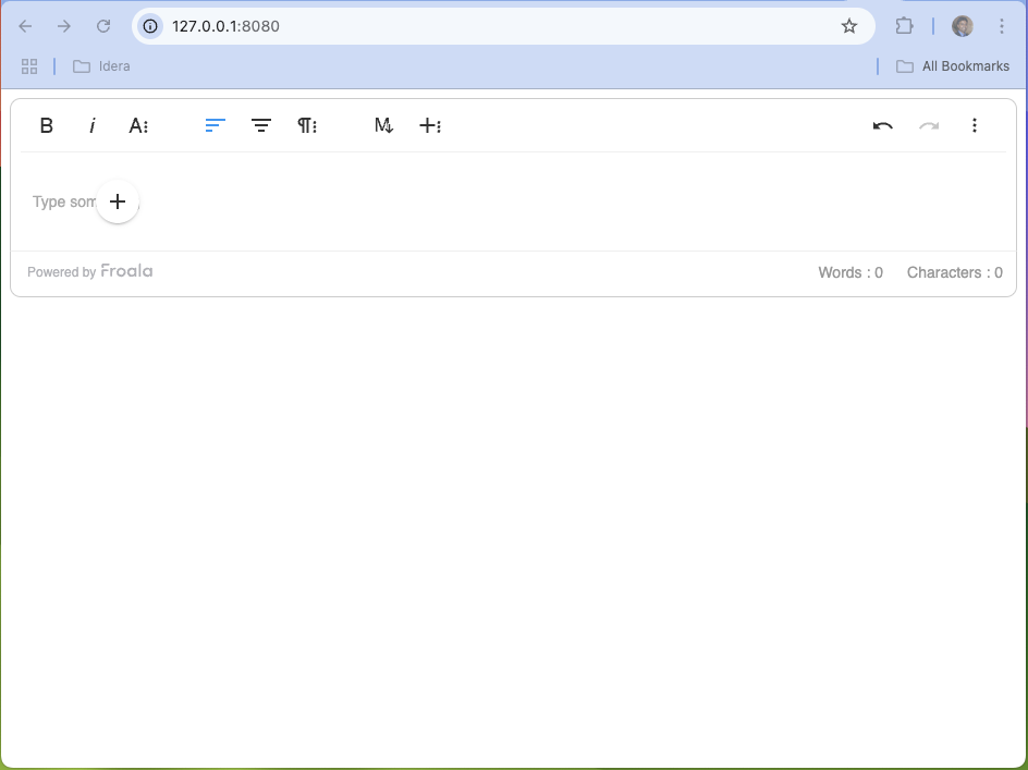 Froala WYSIWYG editor integration to Web Project - Output