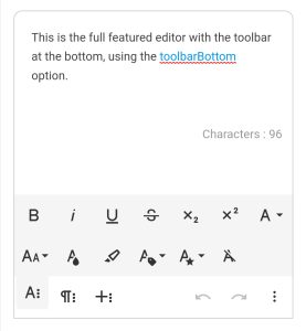 Froala bottom toolbar