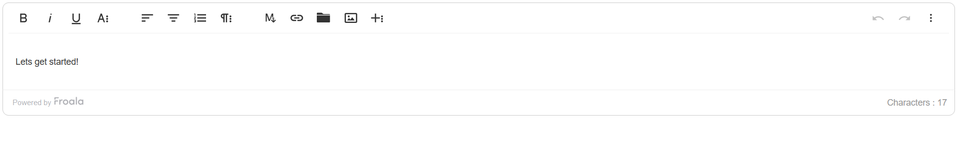 Froala editor initialized