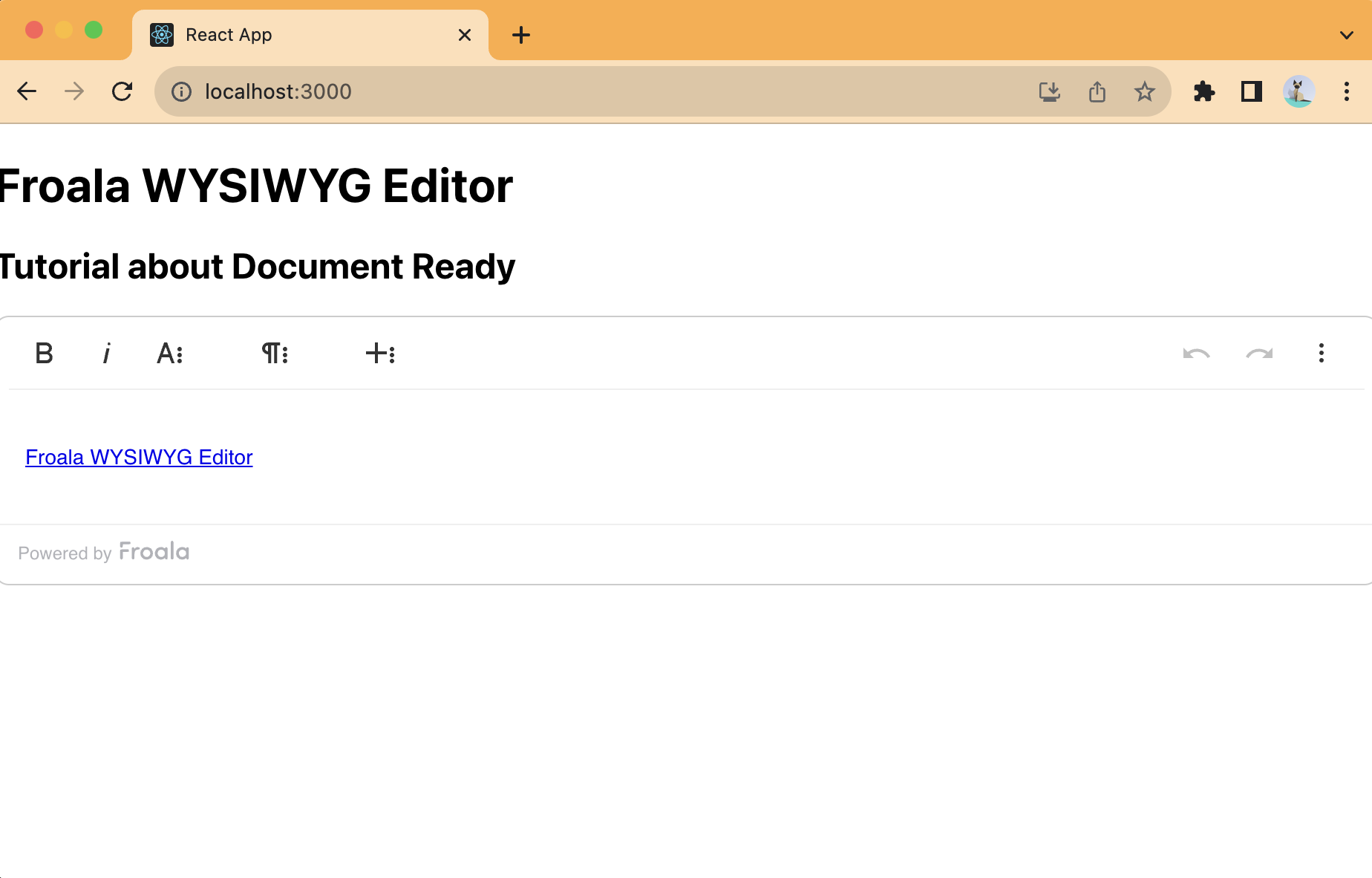 Froala rich text editor