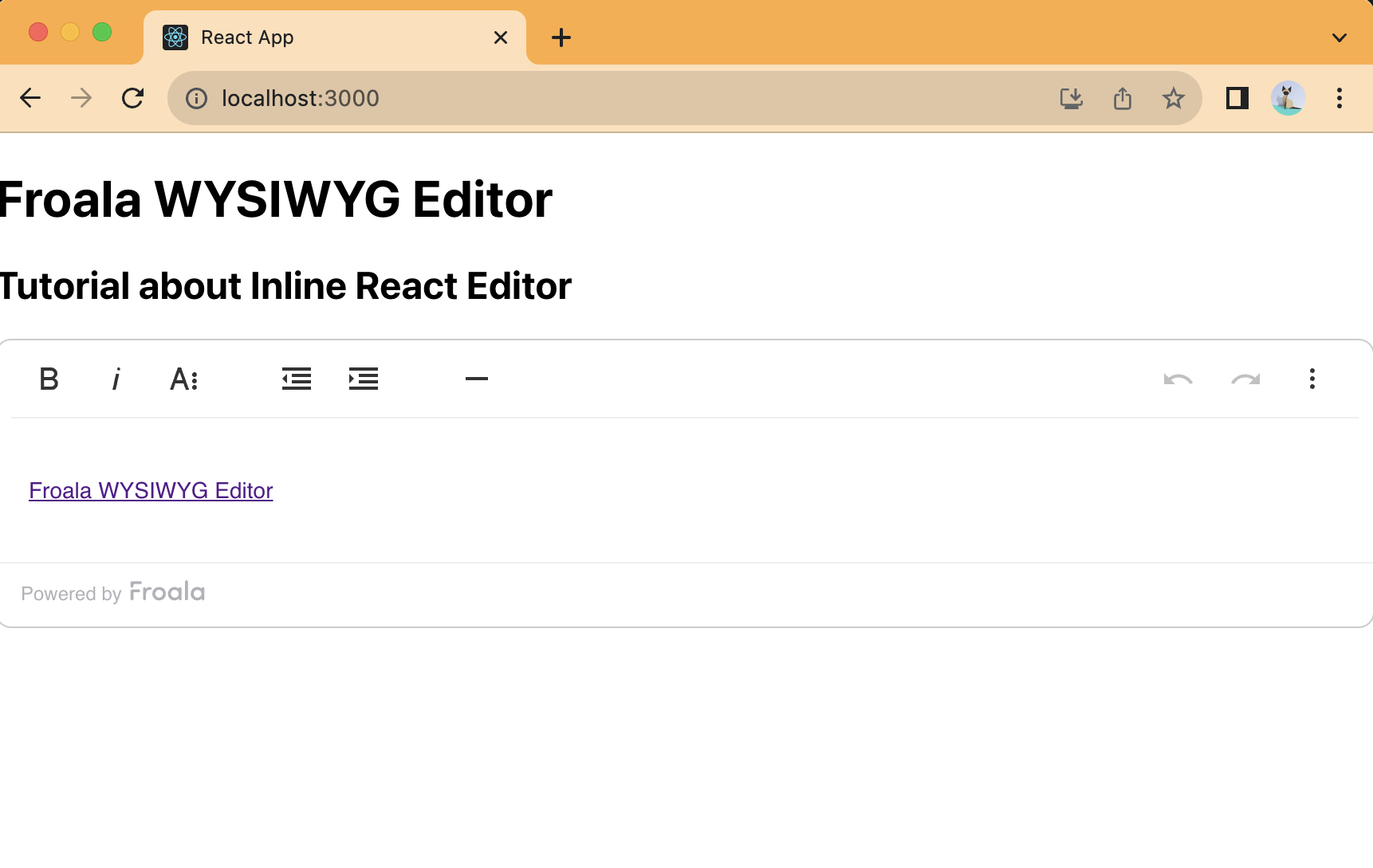 Froala React editor
