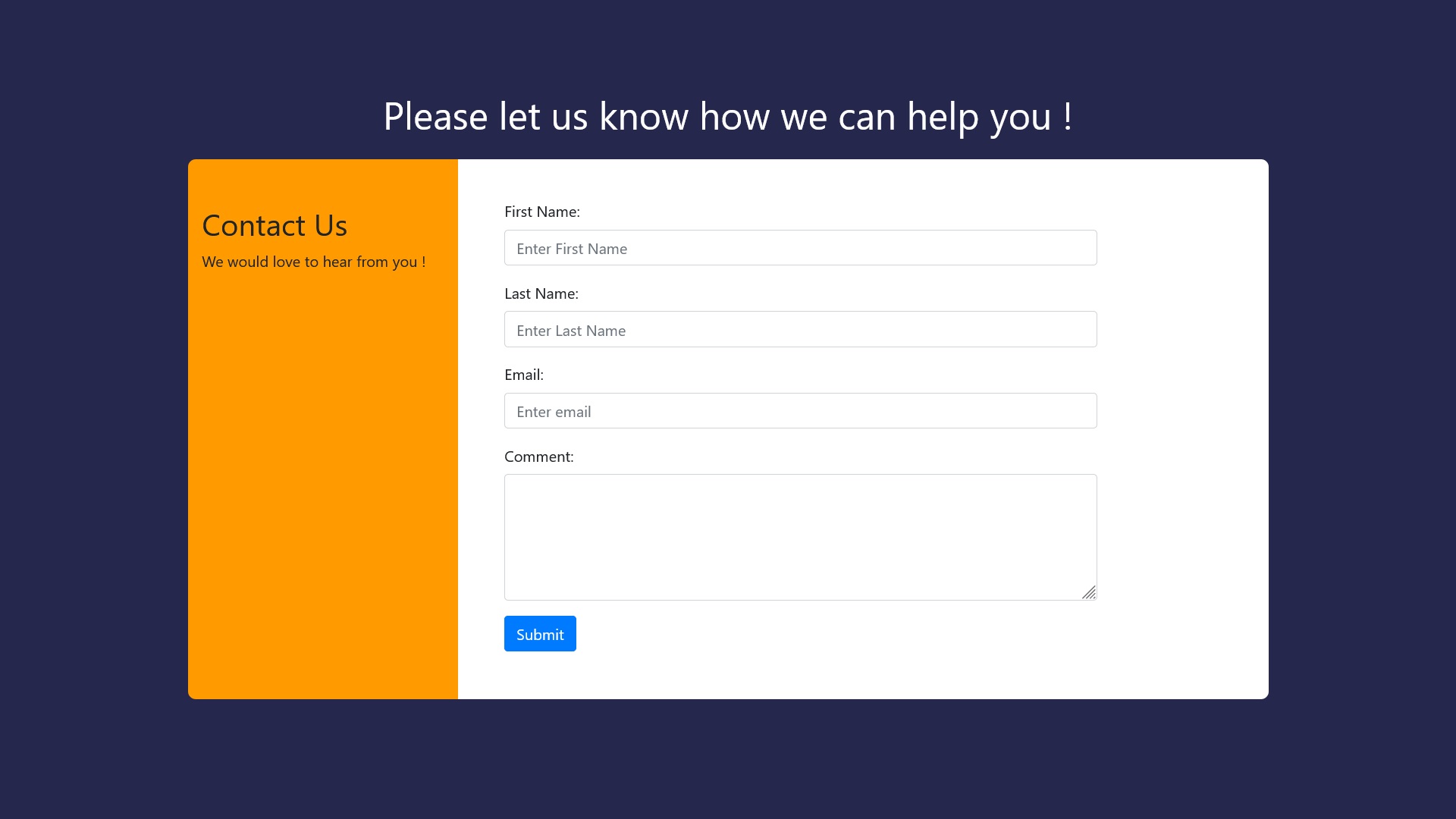 Contact us Bootstrap form