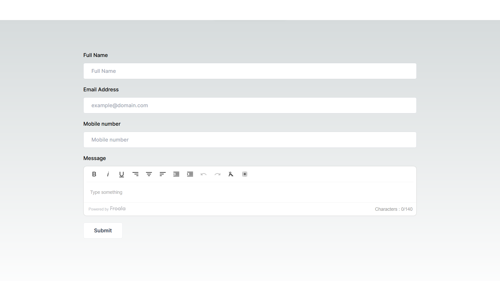 custom Froala rich text editor in NextJS