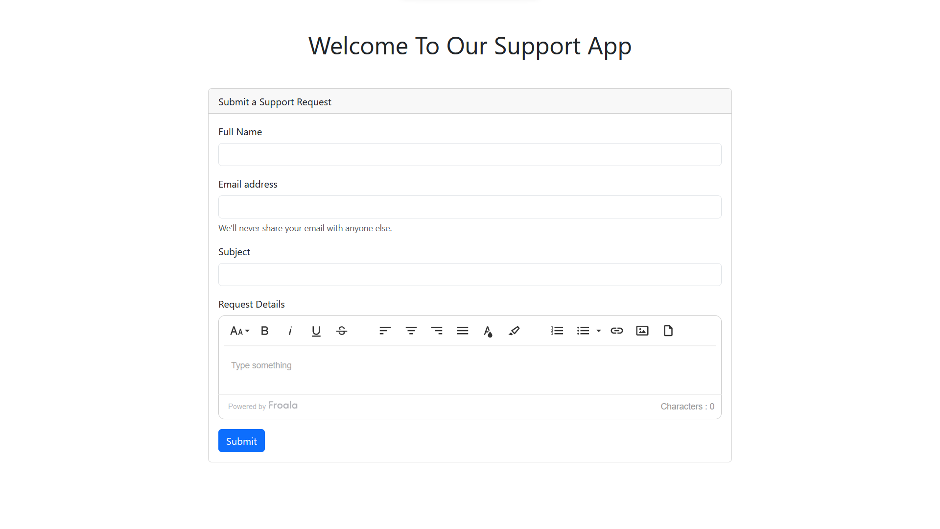 froala integrated in Laravel app.