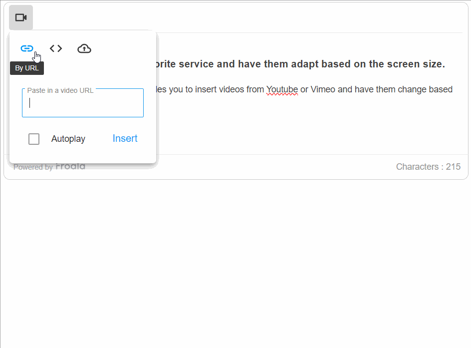 insert video into Froala