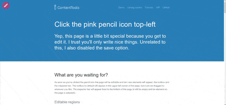 Animated Froala editor toolbar with text formatting tools.