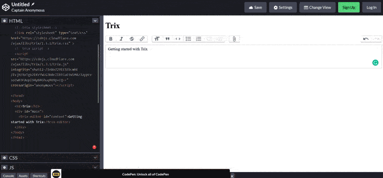 Animated Trix to Froala editor migration demo showing rich text editing interface.