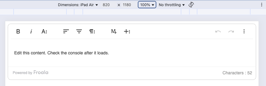 get a content example in Froala html editor software - input text