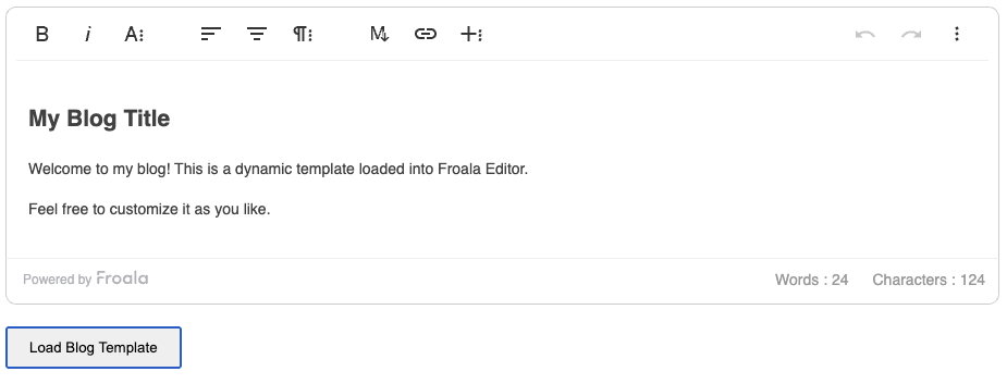 set content dynamically example in Froala editor - output