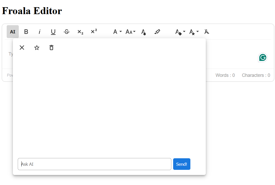 Gemini AI integrated with Froala editor