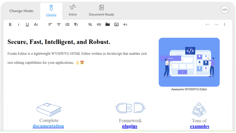 Froala HTML WYSIWYG editor