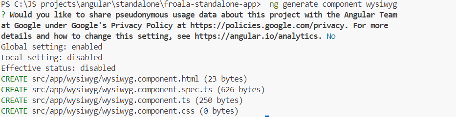 create a new Angular component