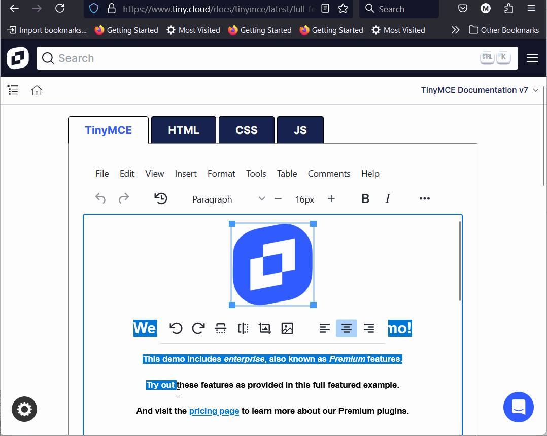 drag-and-drop inTinyMCE