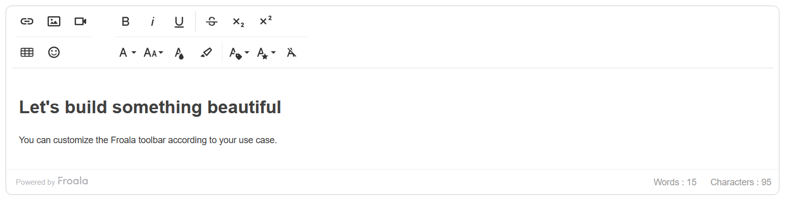 Froala custom toolbar with horizontal separator 