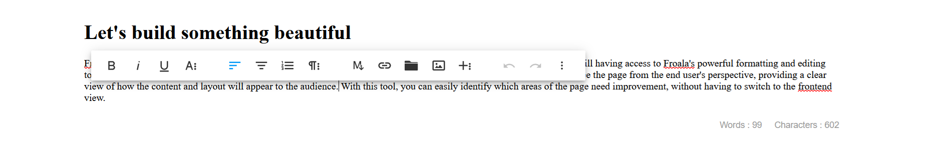 Froala inline mode without selection