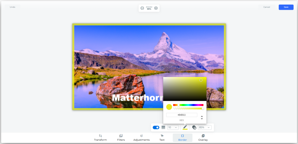 Adding a border to the photo within the WYSIWYG editor