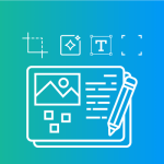 An editor showing the crop, filter, text, and border functionalities for images