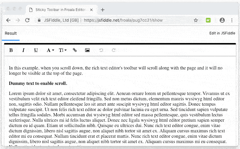 Sticky Toolbar - JavaScript rich text editor
